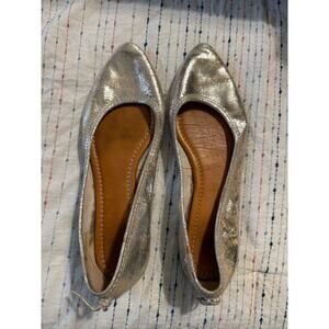 Frye Distressed Silver Regina Leather Pointed Toe Ballet Flats Size 9.5